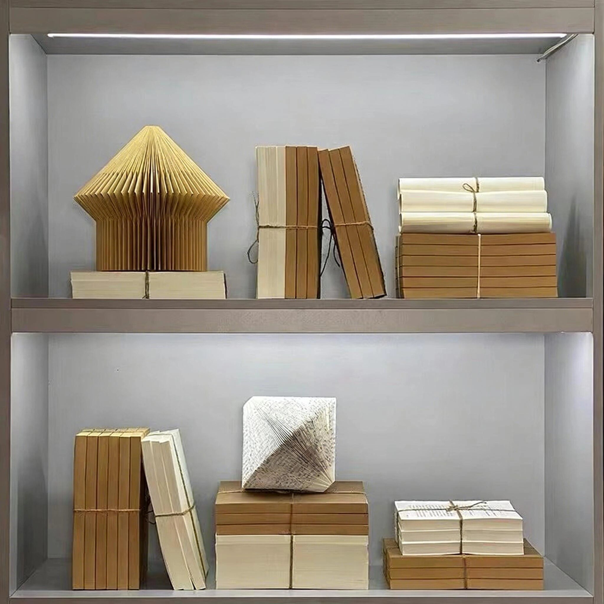 新中式样板间博古架展示柜复古麻绳书捆工艺品摆件书房书柜装饰品