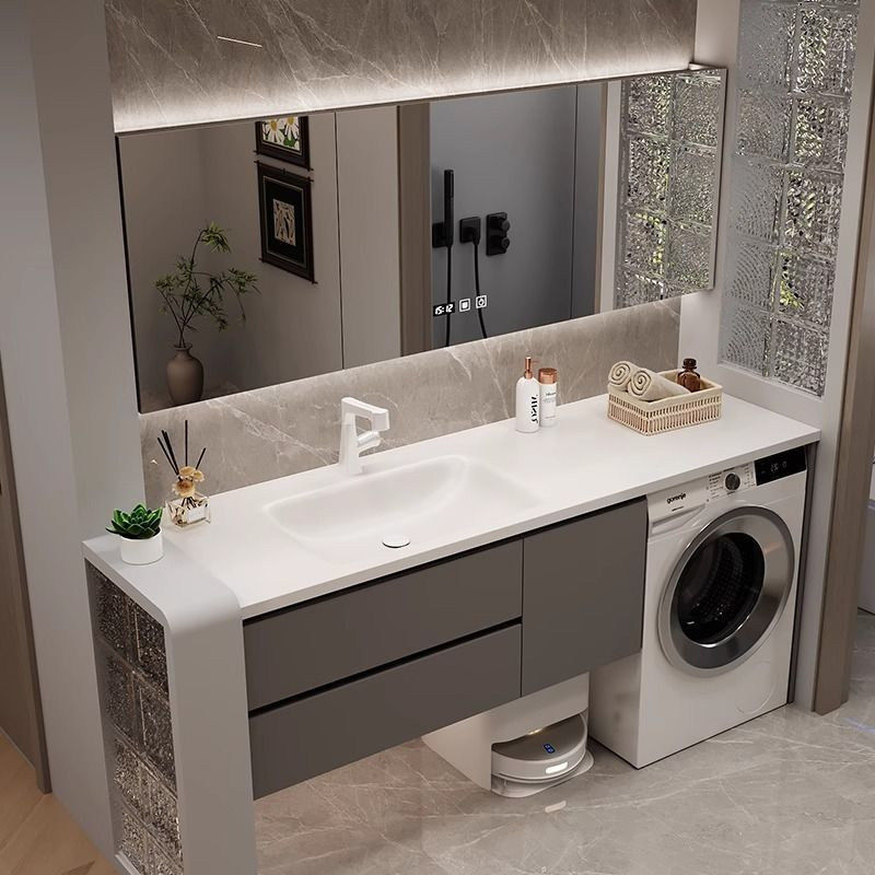 定制岩板热弯洗衣机洗手盆一体柜陶瓷无缝一体盆浴室柜洗漱台组合,家装主材,浴室柜组合,淘宝优惠券,粉丝福利购,淘宝优惠卷