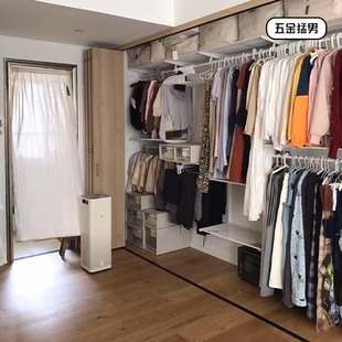 环保砌墙衣柜 卧室挂墙式 金属衣帽间架子开放式 AA柱衣柜定制步入式