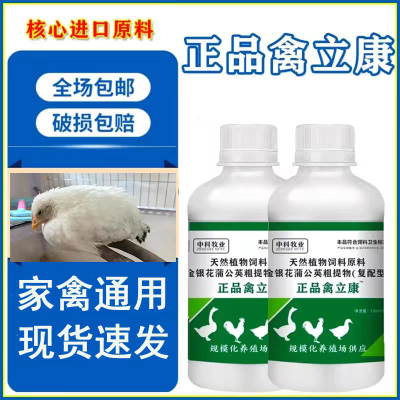 禽立康鸡药家禽鸡鸭鸽呆立没精神抗病毒鸡低头闭眼拉绿便翅膀下垂