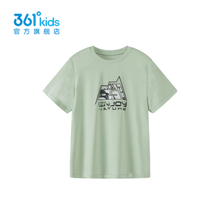 【商场同款】361度童装男童短袖针织衫2024年夏季新款中大童短袖