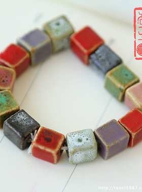 陶瓷饰品方块编织民族风手链