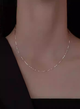 Pt950铂金项链女18k白金素链爆闪