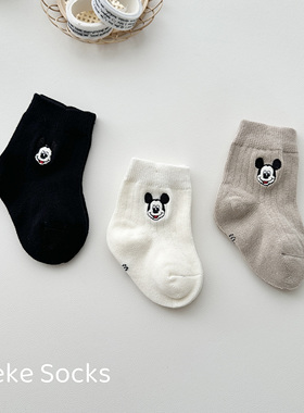 婴儿袜子春秋纯棉米奇幼童宝宝中筒袜新生儿0-6-12月可爱夏季胎袜