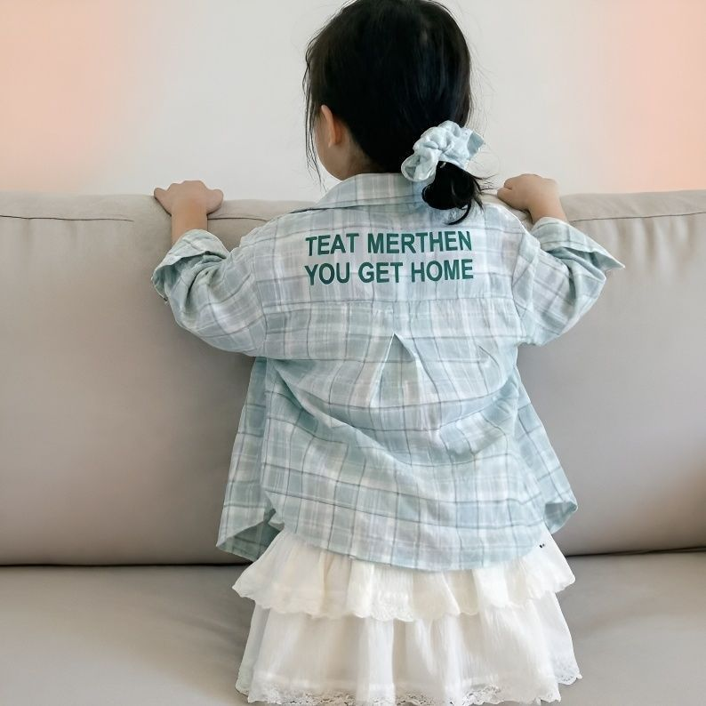 2026女童春夏季新款套装洋气女宝宝格子衬衫休闲宽松短裙时尚套装
