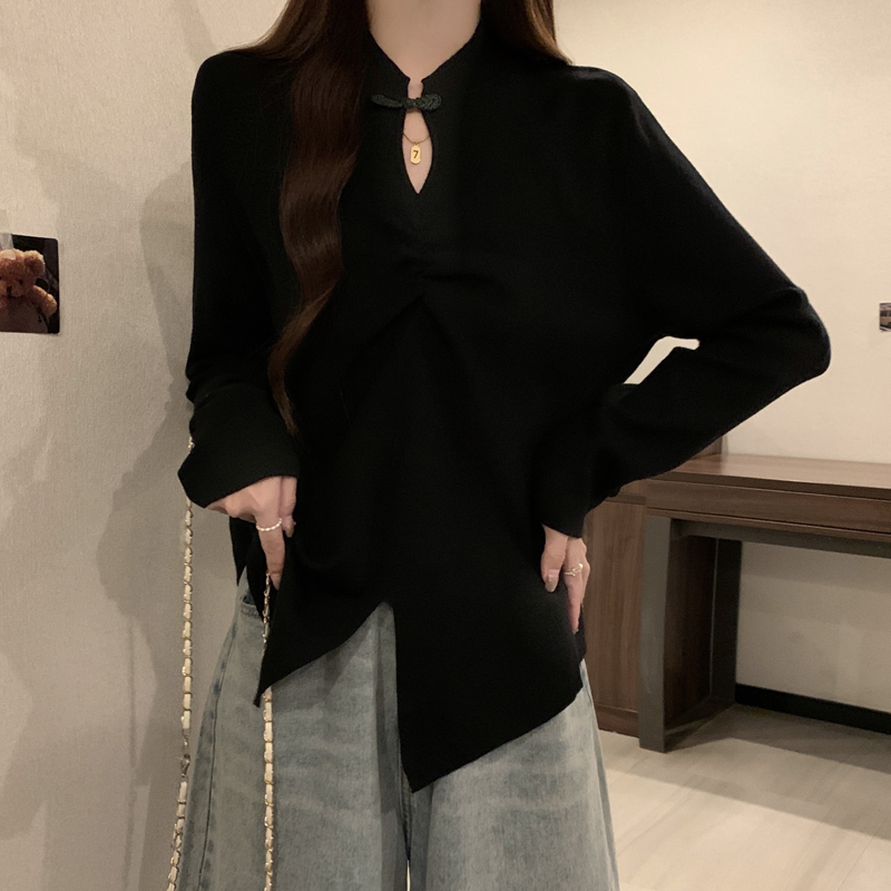 大码女装秋冬新款2025针织衫胖妹妹遮肉上衣胖mm国风打底衫