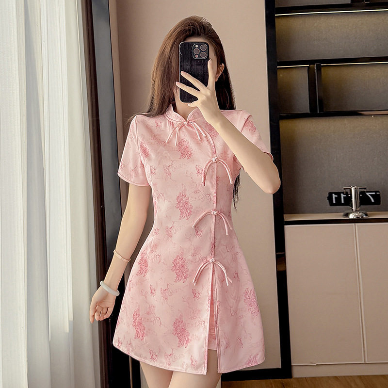 气质甜美新中式改良旗袍连衣裙短裤两件套女2026夏季新款