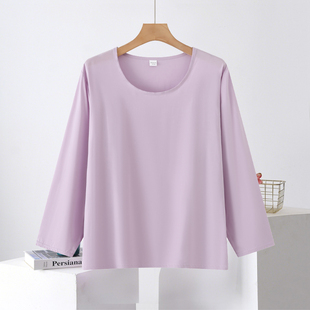 宽松圆领长袖 薄款 透气家居服高端外穿 棉绸睡衣上衣女夏季 年轻款