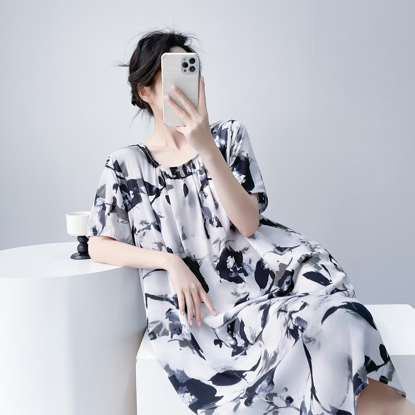 双口袋棉绸独特绝美睡裙女2026新款夏季奶呼呼女士薄款人造棉透气