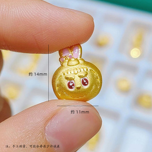 24K金色玩偶转运珠不掉色金色穿珠黄金手绳手链串珠沙金DIY配件