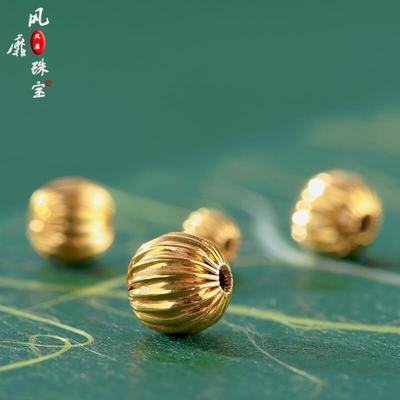 沙金配珠南瓜珠散珠手链老金隔珠K金金珠单颗项链文玩手串diy配件