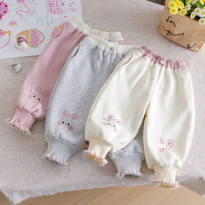 女童秋冬款休闲裤儿童加绒卫裤