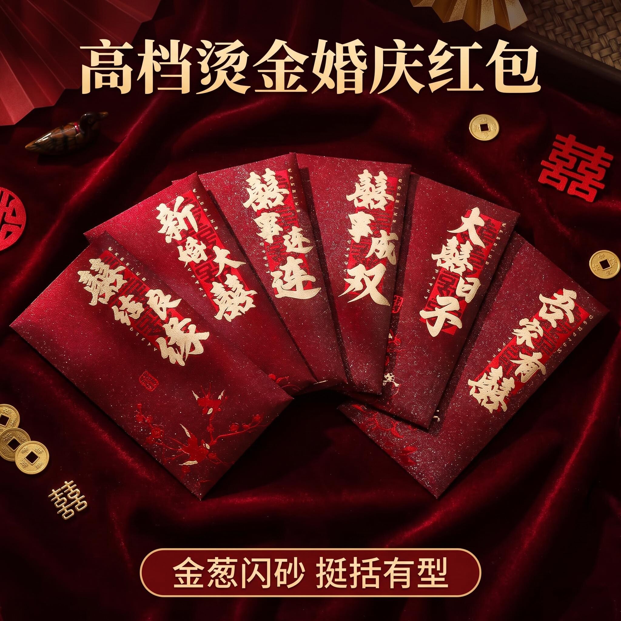 2026新款结婚红包高档烫金喜字利是封改口随礼堵门千元万元红包