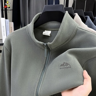 保暖拉链半高领休闲上衣灯芯绒打底衫 稻草人加绒加厚男士 卫衣冬季
