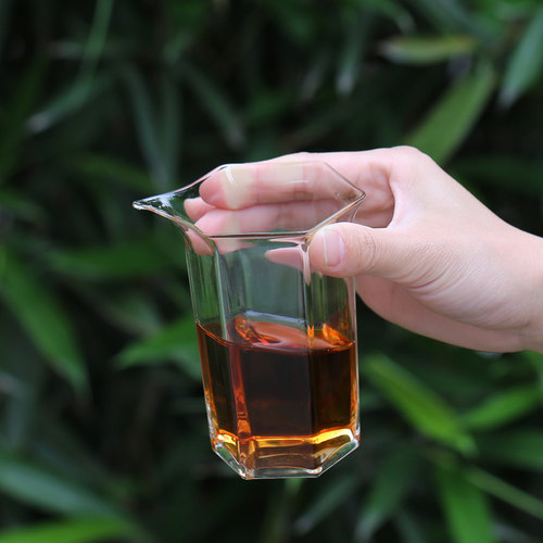 高硼硅玻璃六角高公杯六边分茶器单公道杯耐高温加厚透明耐热匀杯