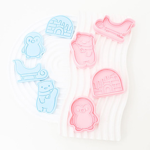 北极系列仿真饼干模具企鹅雪橇冰屋北极熊diy翻糖曲奇饼干按压模