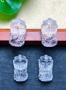 天然白水晶雕刻度母手工DIY手链项链吊坠包挂手排水晶饰品配饰