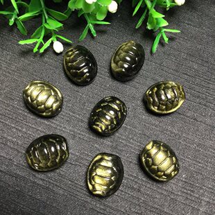 天然金曜石龟壳吊坠乌龟壳挂件黑曜石手链项链配饰富甲水晶配件