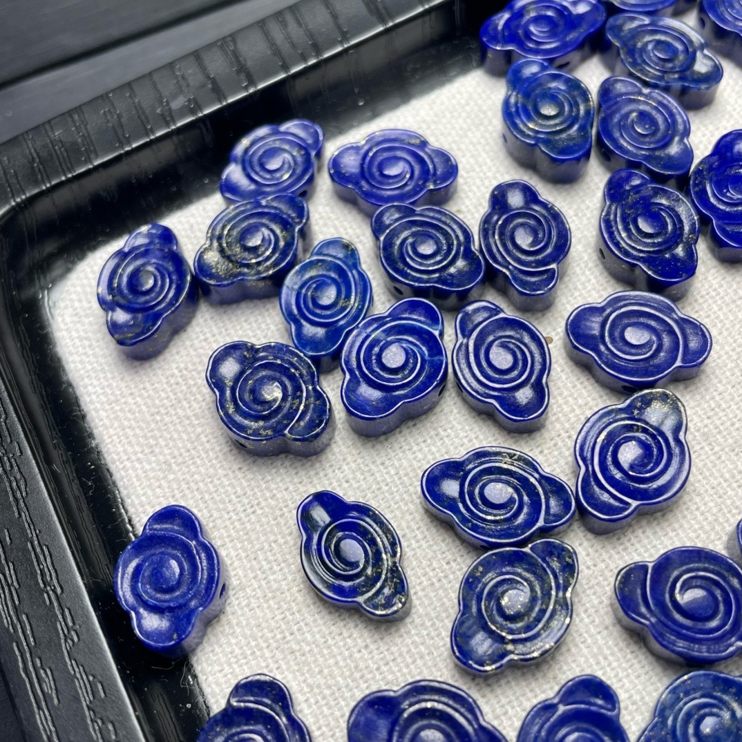 天然青金石如意雕刻件手工DIY手链项链耳环吊坠串链水晶配件