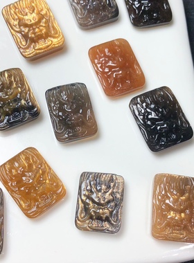 天然黑金骨干龙牌手工DIY手链项链吊坠手机链钥匙扣水晶配饰
