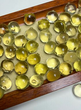 天然黄水晶扁猪头雕刻件手工DIY手链项链串链耳坠配饰品配件挂件