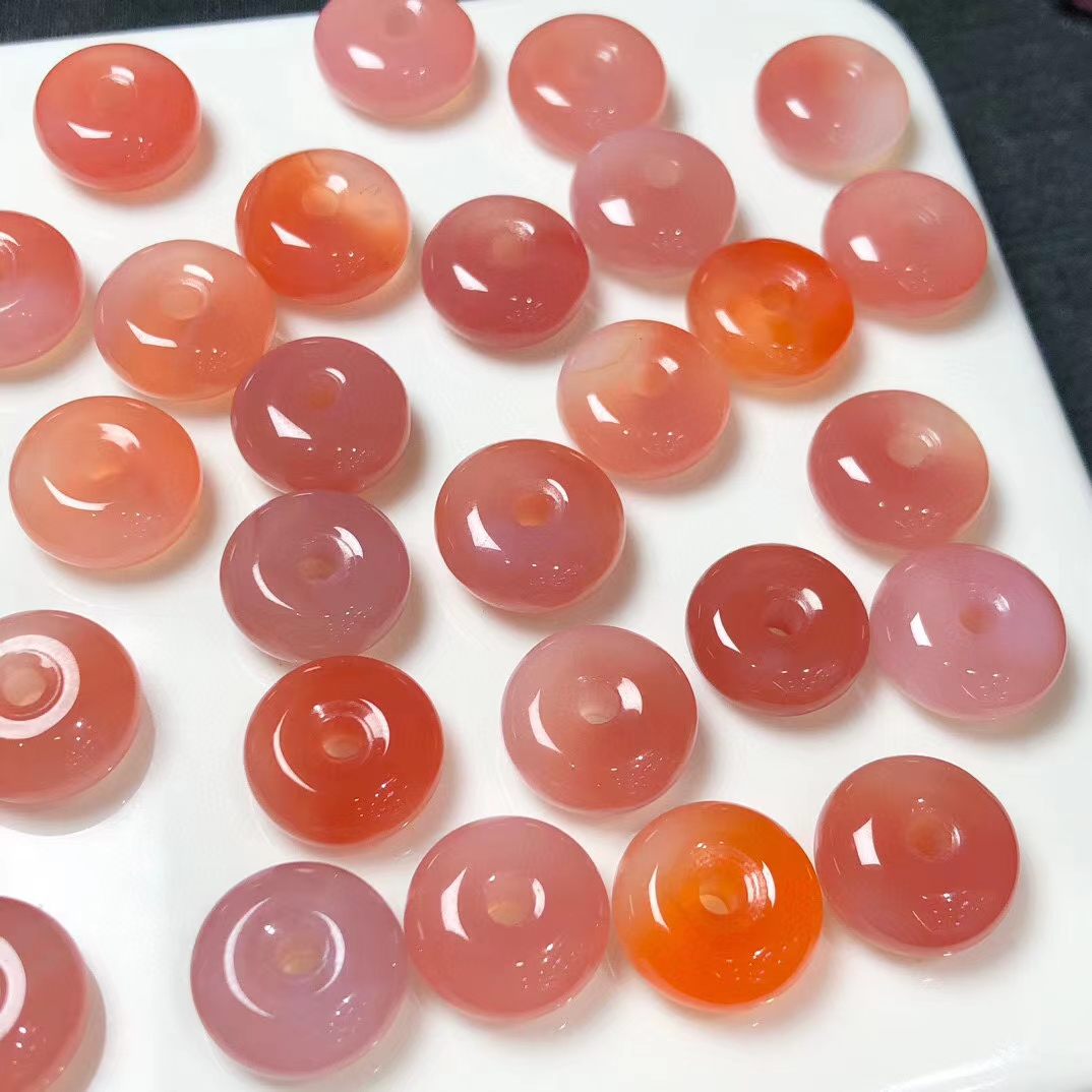 天然盐源玛瑙平安扣手工diy手链项链吊坠手机链钥匙扣水晶配饰