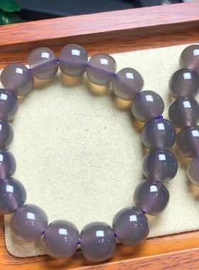 高级灰天然烟紫玛瑙老型珠单圈手链男女情侣时尚民族风水晶手串