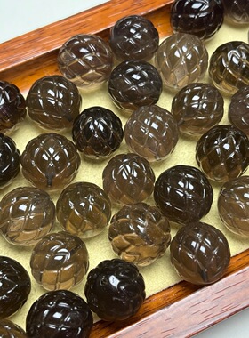 天然茶晶菠萝珠手工DIY手链手串项链滴溜挂件水晶散珠配件串链