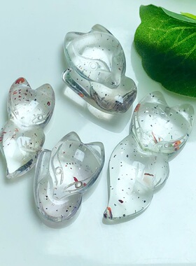 天然白水晶金草莓大头狐狸手工DIY手链项链耳饰吊坠挂件水晶饰品