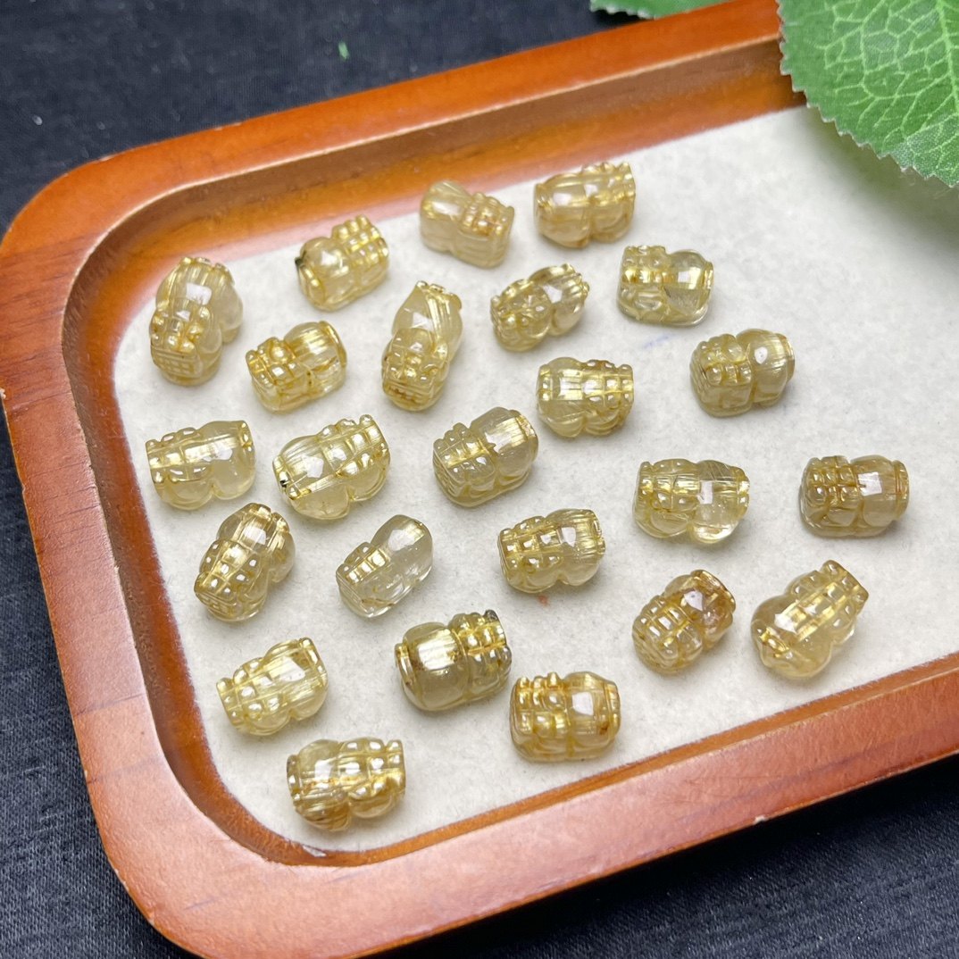 天然发金钛晶貔貅手工diy手链项链吊坠手机链步摇耳饰水晶配饰