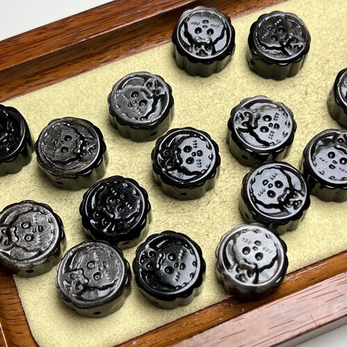 天然银曜石月饼兔手工DIY手链手串项链滴溜挂件水晶配件饰品