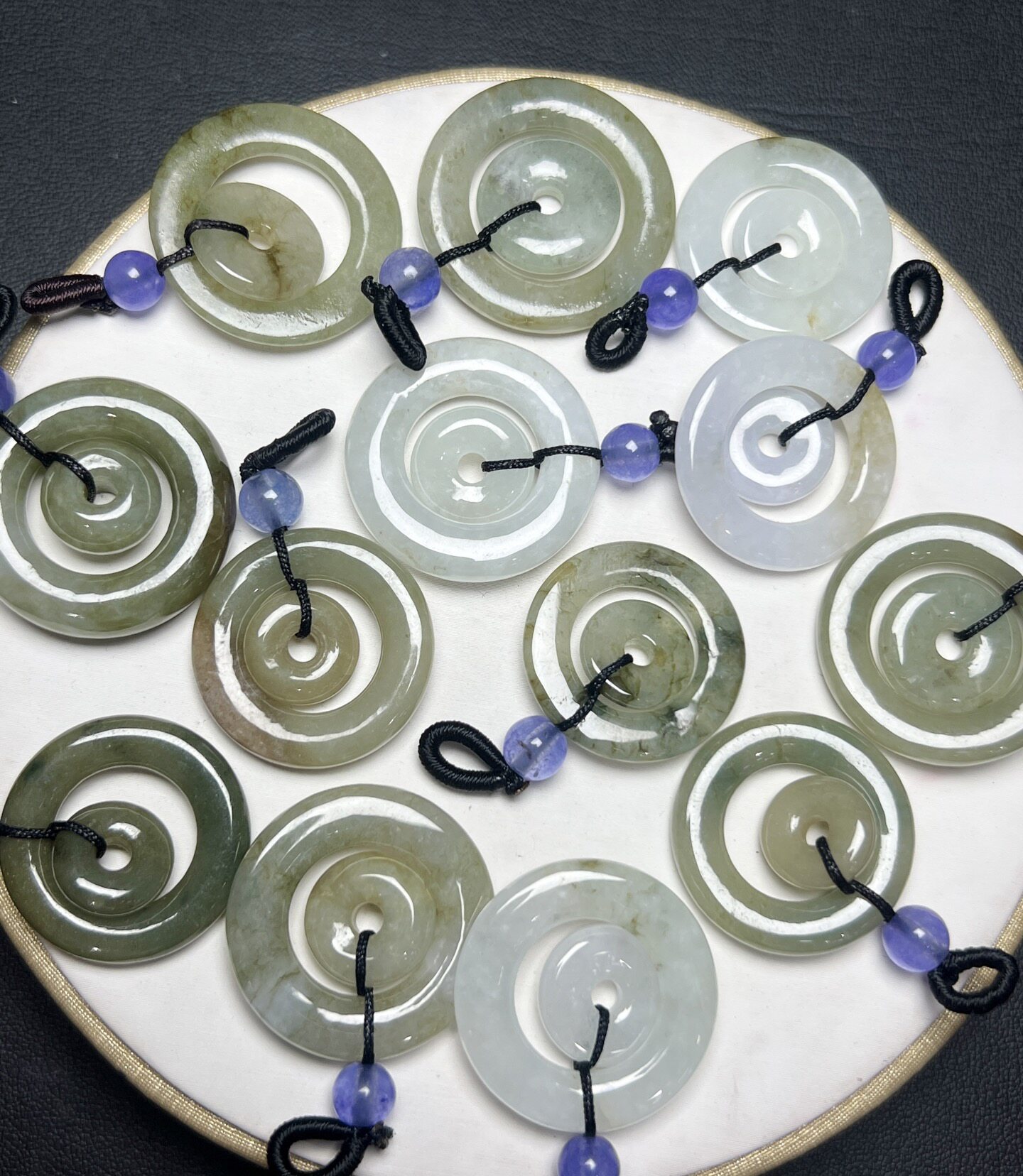 天然翡翠平安扣吊坠手工diy手链项链车挂钥匙扣流苏饰品配饰