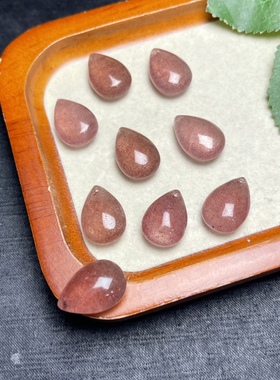 天然草莓晶水滴吊坠手工diy手链项链吊坠步摇发簪耳饰水晶配饰