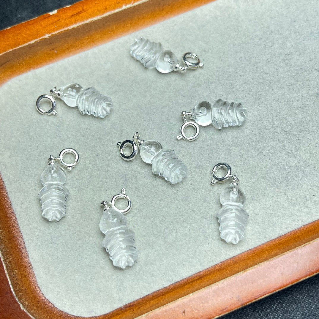 天然白水晶鱼骨小滴溜手工DIY手链项链吊坠钥匙扣挂件水晶配饰