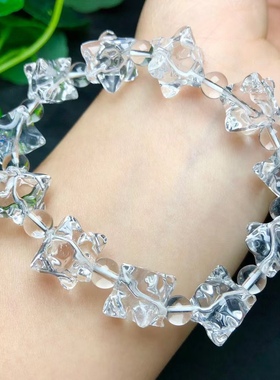 天然白水晶雕刻梅尔卡巴手链男女情侣款简约时尚水晶手串饰品配饰