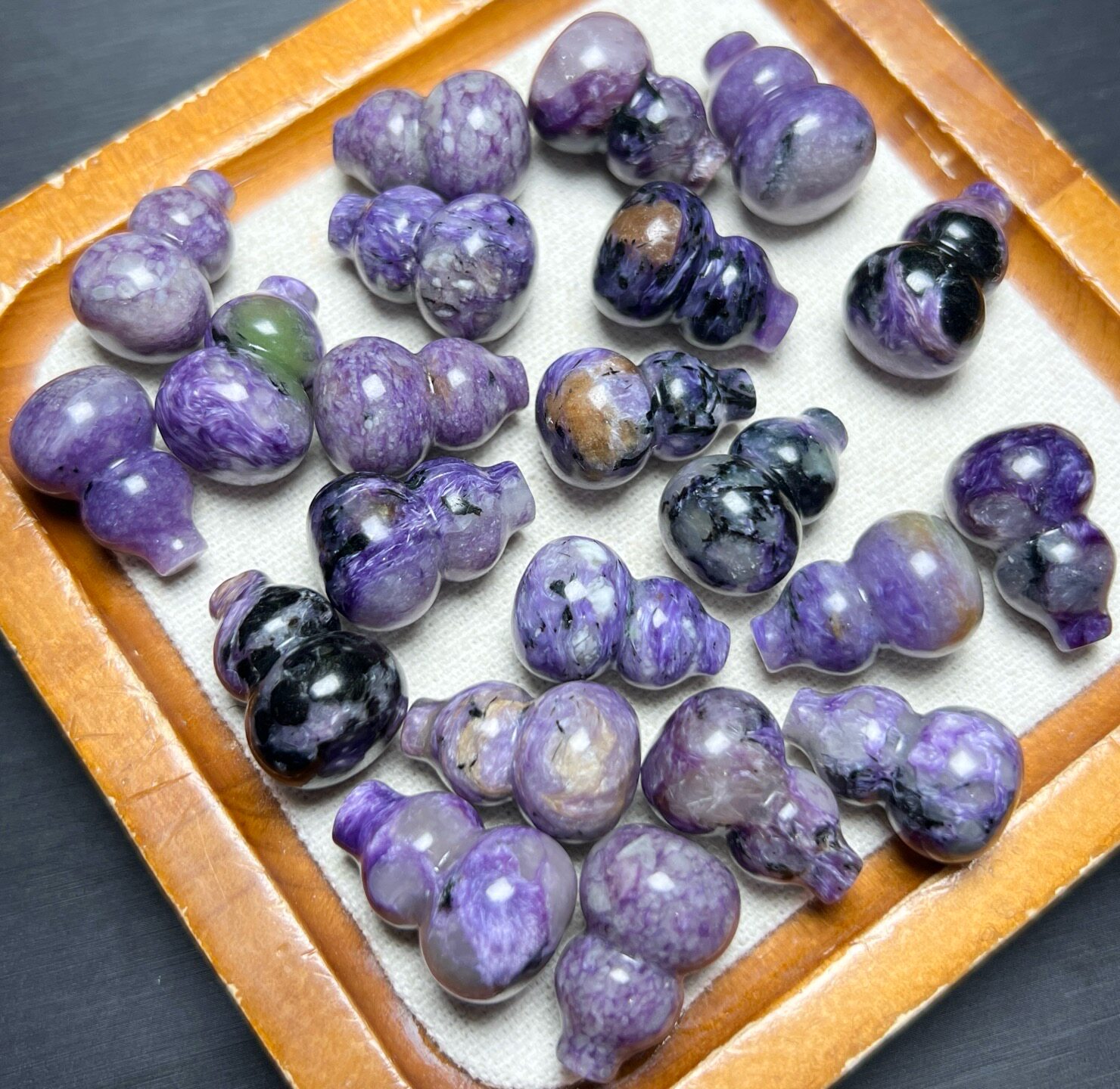 天然紫龙晶葫芦雕刻件手工DIY手链项链耳环吊坠串链水晶配件饰品