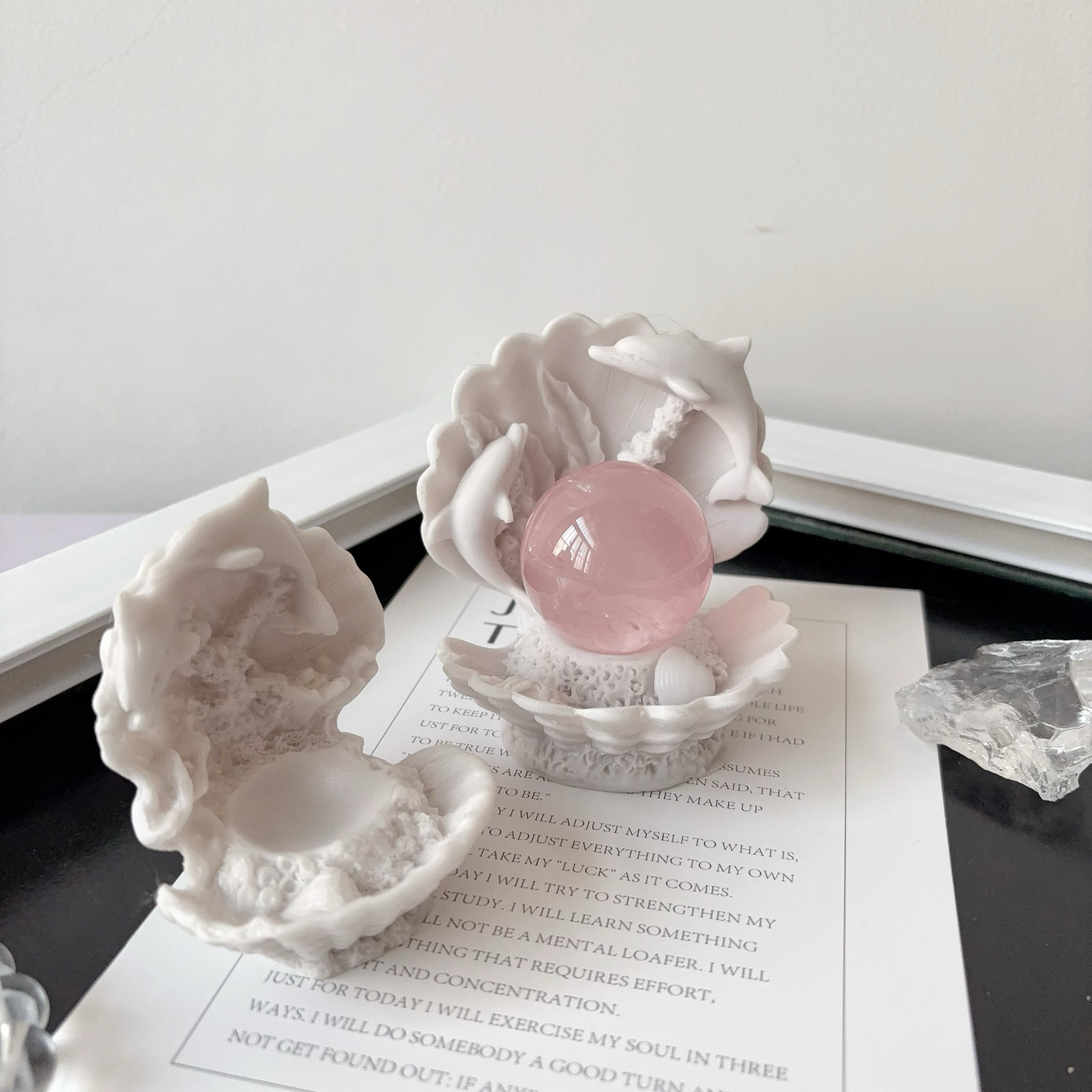 海底世界贝壳水晶球底座树脂底座桌面装饰摆件球托海豚创意时尚