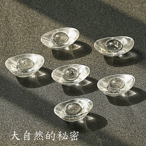 天然白水晶元宝摆件开业活动礼品家居装饰聚宝盆水晶元宝供佛曼扎