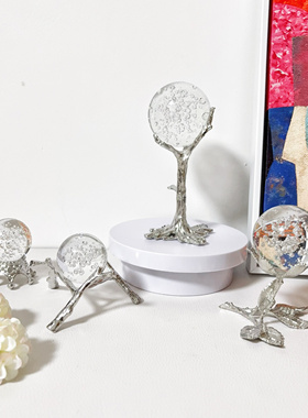银色轻奢创意水晶球展示架底座金属电镀支架球托架放置架陈列底座