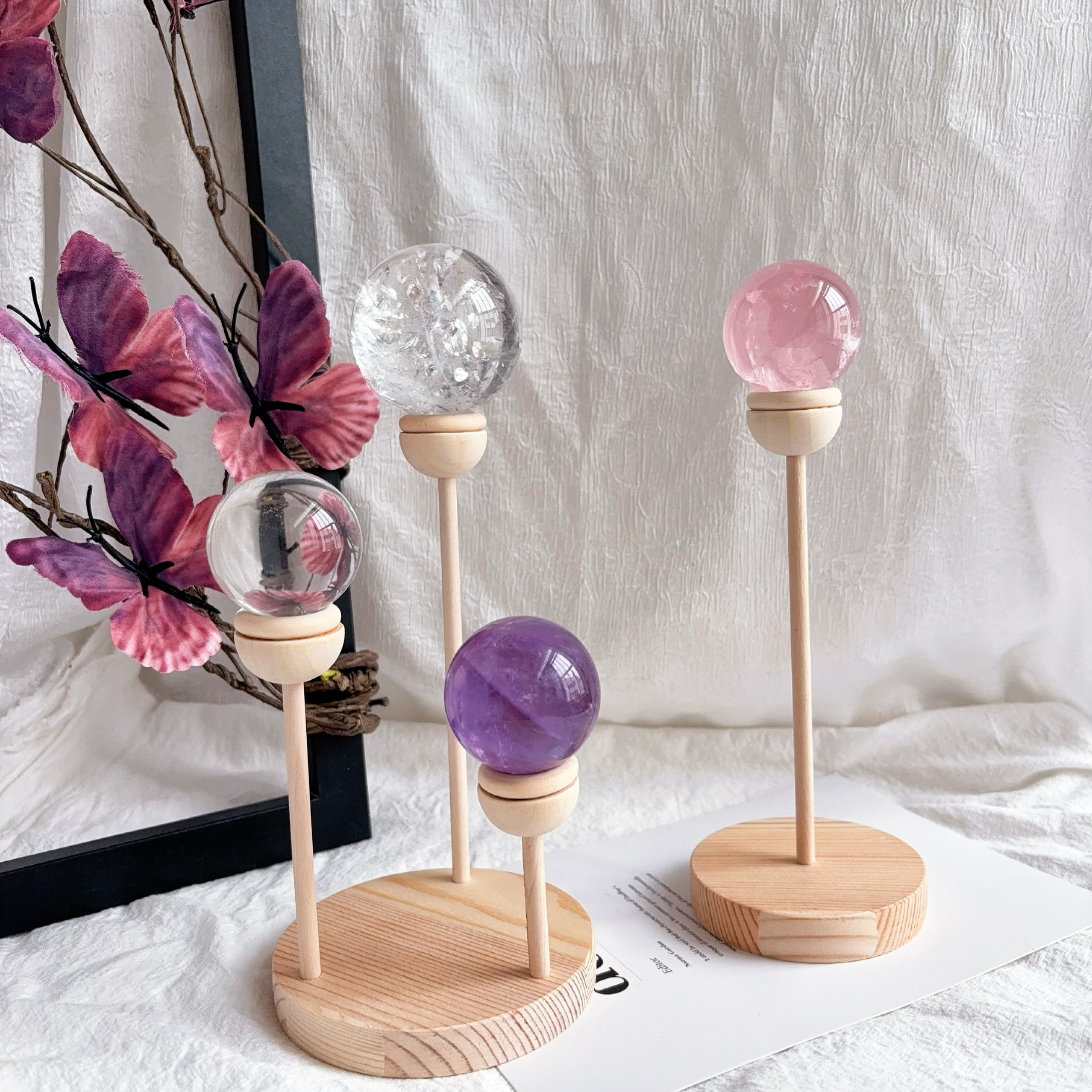 实木水晶球圆球形鸡蛋形创意多功能展示底座木质支架底托摆件装饰