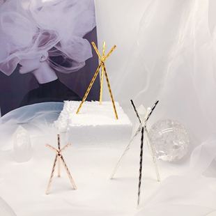 简约型水晶球展示架电镀支架金色银色摆件矿石原石夹球底座轻奢