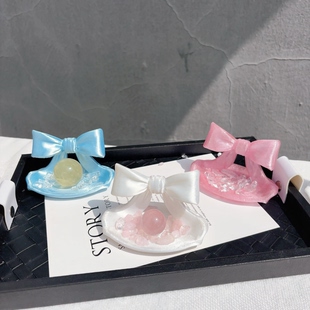 饰 迷你水晶球底座小球托消磁盘蝴蝶结亚克力塑料首饰耳环摆件装