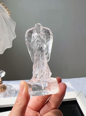 天然白水晶喜马原石雕刻透体女神天使祈祷摆件能量家居闺蜜送礼物