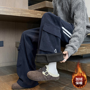 B315 灯芯绒条纹三角口袋加绒休闲裤 K25887JR 新款 冬季