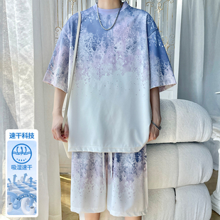 旋律风车大码 HQ25586 夏季 2025 冰丝短袖 新款 套装