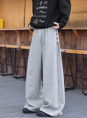 抖音品质侧边绑带设计感重磅宽松阔腿卫裤B315-K25861