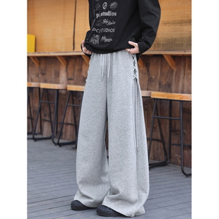 抖音品质侧边绑带设计感重磅宽松阔腿卫裤 K25861 B315