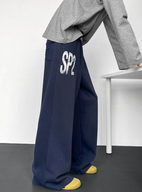 春季新款美式潮流字母印花设计感宽松卫裤B315-K25310