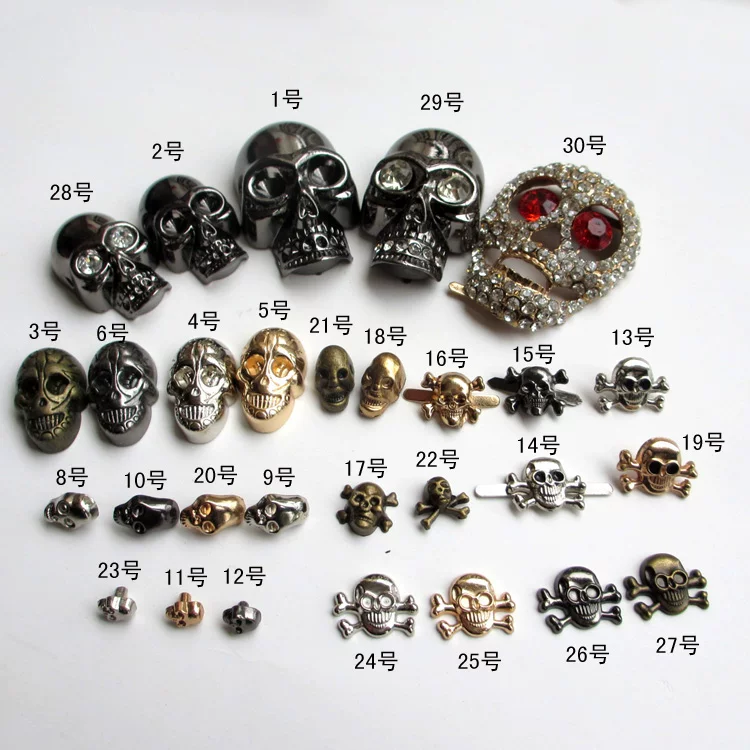 DIY skull screw alloy rivet rock metal ghost head clip punk rivet alien nails accessories