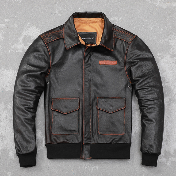 手工擦色A2飞行员翻领飞行服